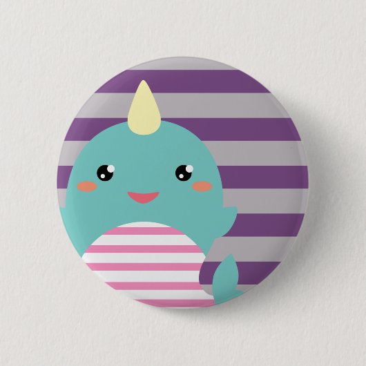 Badge Rond 5 Cm Kawaii Narwhal (Devant)
