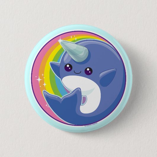 Badge Rond 5 Cm Kawaii Narwhal (Devant)