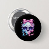 Badge Rond 5 Cm Kawaii Pastel Goth Creepy Bowtie Girl Skull Hallow (Devant & derrière)