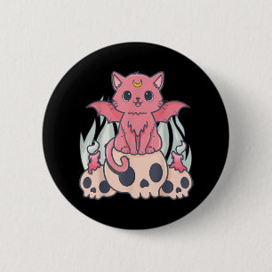 Badge Rond 5 Cm Kawaii Pastel Goth Cute Démon Déplaisant Chat et