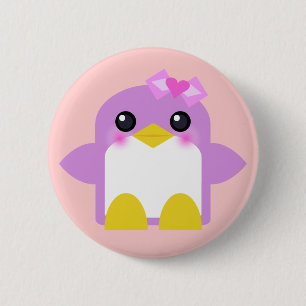 Badge Rond 5 Cm kawaii pingouin fille rose sueur tweet
