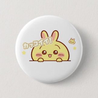 Badge Rond 5 Cm Kawaii Yellow Bunny Pin - Cute Aesthetic Round But