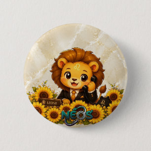 Badge Rond 5 Cm Kawaii Zodiac Neos Lion