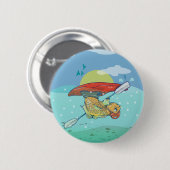Badge Rond 5 Cm Kayak de poisson amusant (Devant & derrière)