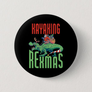 Badge Rond 5 Cm Kayaking Rexmas T-rex dinosaure Noël vacances K