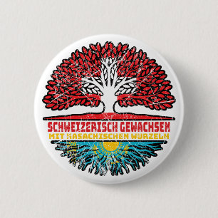 Badge Rond 5 Cm Kazakhstan Arbre suisse kazakh