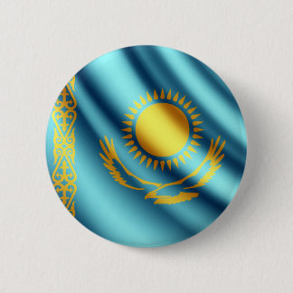 Badge Rond 5 Cm Kazakhstan ondulant le bouton de pinback de
