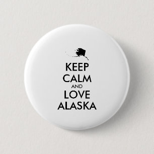 Badge Rond 5 Cm KEEP CALM et LOVE ALASKA