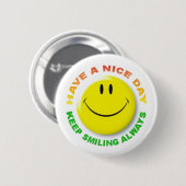 BADGE ROND 5 CM KEEP SMILING ALWAYS (Devant & derrière)