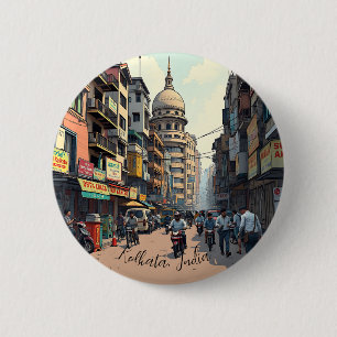 Badge Rond 5 Cm Keepsaké Souvenir pour le centre-ville de Kolkata,