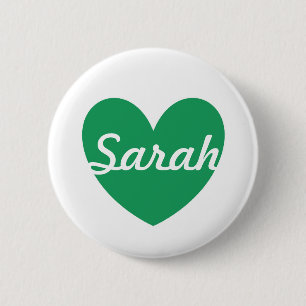 Badge Rond 5 Cm Kelly Coeurs polka vert sur blanc