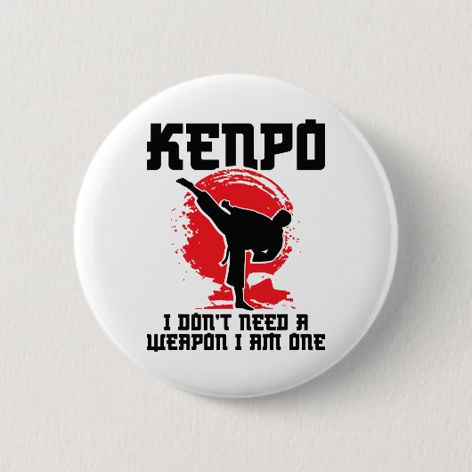 Badge Rond 5 Cm Kenpo Fighter Arme Kenpo Instructor Karate Marti (Devant)