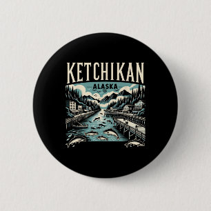 Badge Rond 5 Cm Ketchikan Alaska Ak Graphique Vintage Capitale du