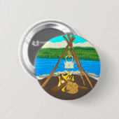 Badge Rond 5 Cm Kettle over Fire Cuisine Camping Auteur (Devant & derrière)