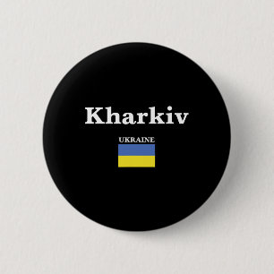 Badge Rond 5 Cm Kharkiv Ukraine et le drapeau ukrainien d'Ukraine