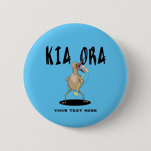 Badge Rond 5 Cm Kia ora Kiwi Salutation Maori (Devant)