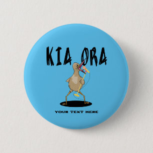 Badge Rond 5 Cm Kia ora Kiwi Salutation Maori