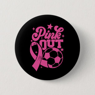 Badge Rond 5 Cm Kick Pink pour un football de guérison Cancer du s
