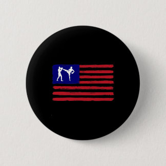 Badge Rond 5 Cm Kickboxing 4th Of July Patriotic Distressed Americ