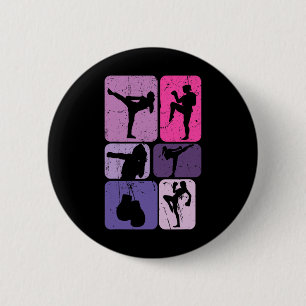 Badge Rond 5 Cm Kickboxing drôle pour fille femme kickboxeuse entr