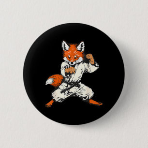 Badge Rond 5 Cm Kickboxing Fox Taekwondo Karaté Mma Drôle d'Art Ma