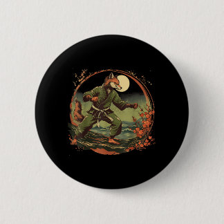Badge Rond 5 Cm Kickboxing Fox Taekwondo Karaté Mma Drôle Martial