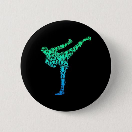 Badge Rond 5 Cm Kickboxing Kickboxer Karate Kids Boys Men (Devant)