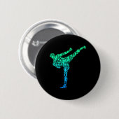 Badge Rond 5 Cm Kickboxing Kickboxer Karate Kids Boys Men (Devant & derrière)