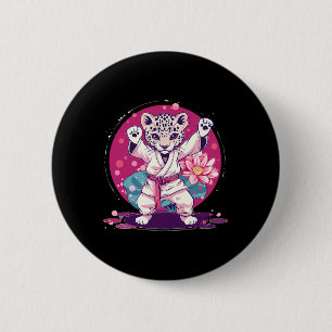 Badge Rond 5 Cm Kickboxing Léopard Taekwondo Karaté Mma Arts Marti