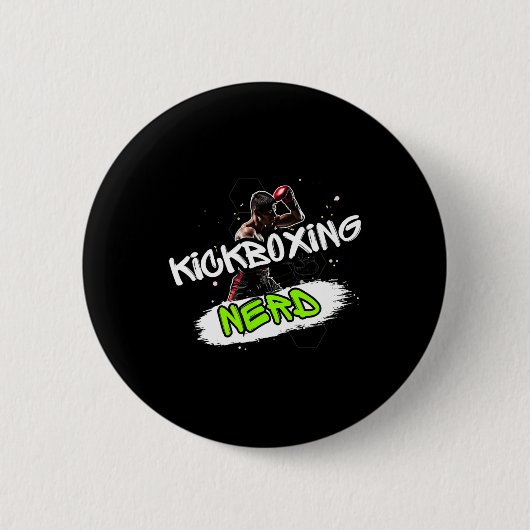 Badge Rond 5 Cm Kickboxing Nerd (Devant)