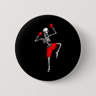 Badge Rond 5 Cm Kickboxing Squelette Kickboxeur Mma 