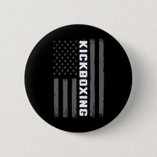Badge Rond 5 Cm Kickboxing Usa Drapeau Américain Cadeau Arts Marti