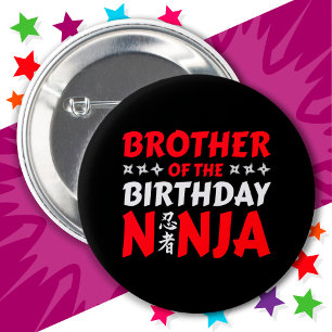 Badge Rond 5 Cm Kids Ninja Party Karate Frère d'anniversaire Ninja