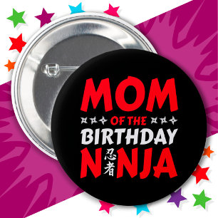 Badge Rond 5 Cm Kids Ninja Party Karate Maman de l'anniversaire Ni