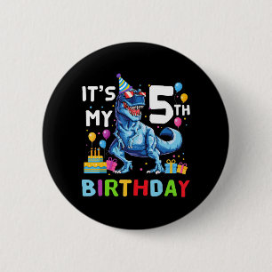 Badge Rond 5 Cm Kids Rawr I'm 5 5th Birthday T Rex Dinosaur Party