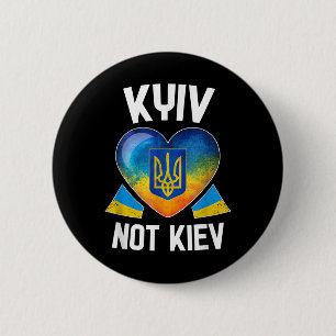 Badge Rond 5 Cm Kiev Pas Kiev _ Drapeau ukrainien Coeur Soutenez l