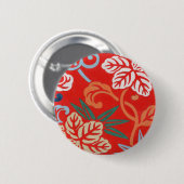 Badge Rond 5 Cm Kimono japonais hawaïen rouge : Vintage floral (Devant & derrière)