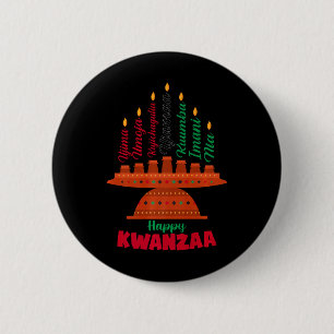 Badge Rond 5 Cm Kinara Sept Bougies Principes De Kwanzaa Happy K