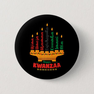 Badge Rond 5 Cm Kinara Sept Bougies Principes De Kwanzaa Happy K