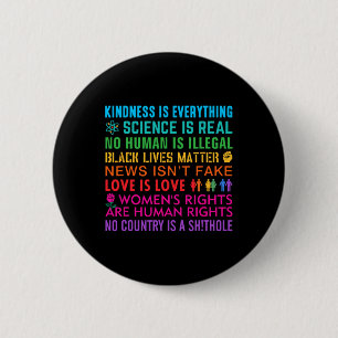 Badge Rond 5 Cm Kindness Black Vit Femen Droits Aimer Science An