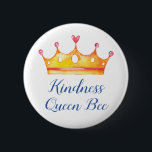 Badge Rond 5 Cm Kindness Queen Bee Inspirational Friendly<br><div class="desc">Share the fact that you are the Kindness Queen Bee. You have a wonderfully quality of being friendly and kind. Inspirational watercolor design complete with a crown a pink heart.</div>