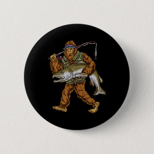Badge Rond 5 Cm King Saumon Pêche Truite Chasse Bigfoot Pêcheur
