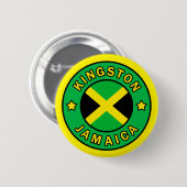 Badge Rond 5 Cm Kingston Jamaïque (Devant & derrière)