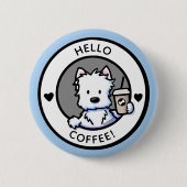 Badge Rond 5 Cm KiniArt Coffee Westie (Devant)