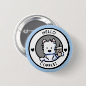 Badge Rond 5 Cm KiniArt Coffee Westie (Devant & derrière)