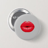 Badge Rond 5 Cm KISS me LIPS bouche rouge (Devant & derrière)