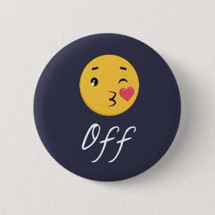 Badge Rond 5 Cm Kiss Off Emoji Funny Trendy Populaire Cute