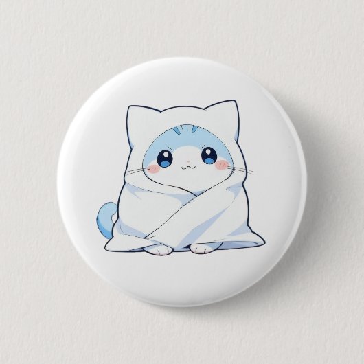 Badge Rond 5 Cm Kit de couverture confortable chaton kawaii design (Devant)