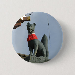 Badge Rond 5 Cm Kitsune キ ツ ネ (Fox) avec Bijou à la bouche