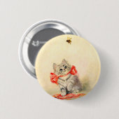 Badge Rond 5 Cm Kitten avec ruban rouge (Devant & derrière)